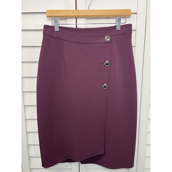 Antonio Melani Button Detail Knee Length Pencil Skirt Size 4 Burgundy - Picture 1 of 9